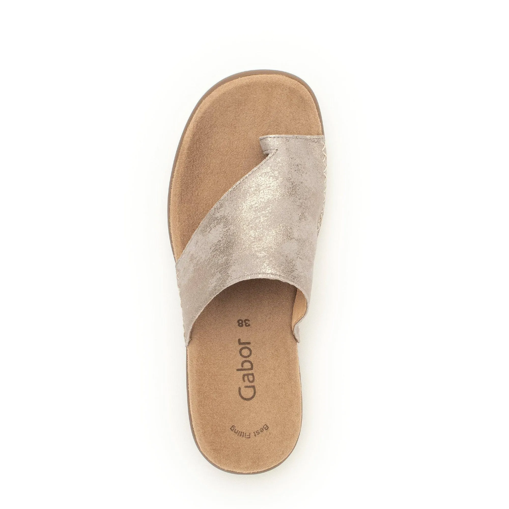 Gabor 43.700.62 Lanzarote Ladies Gold Crash Metallic Leather Slip On Sandals