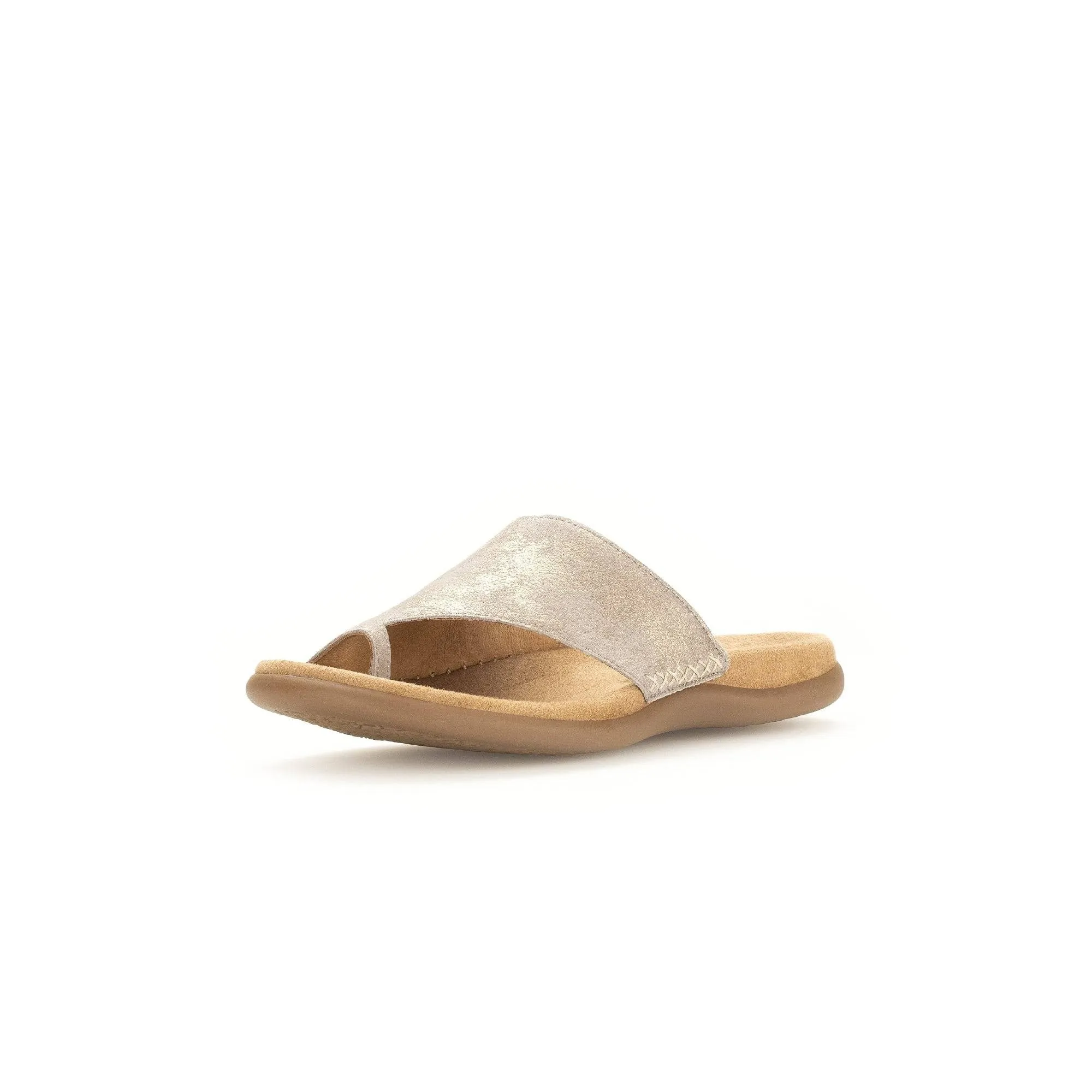 Gabor 43.700.62 Lanzarote Ladies Gold Crash Metallic Leather Slip On Sandals