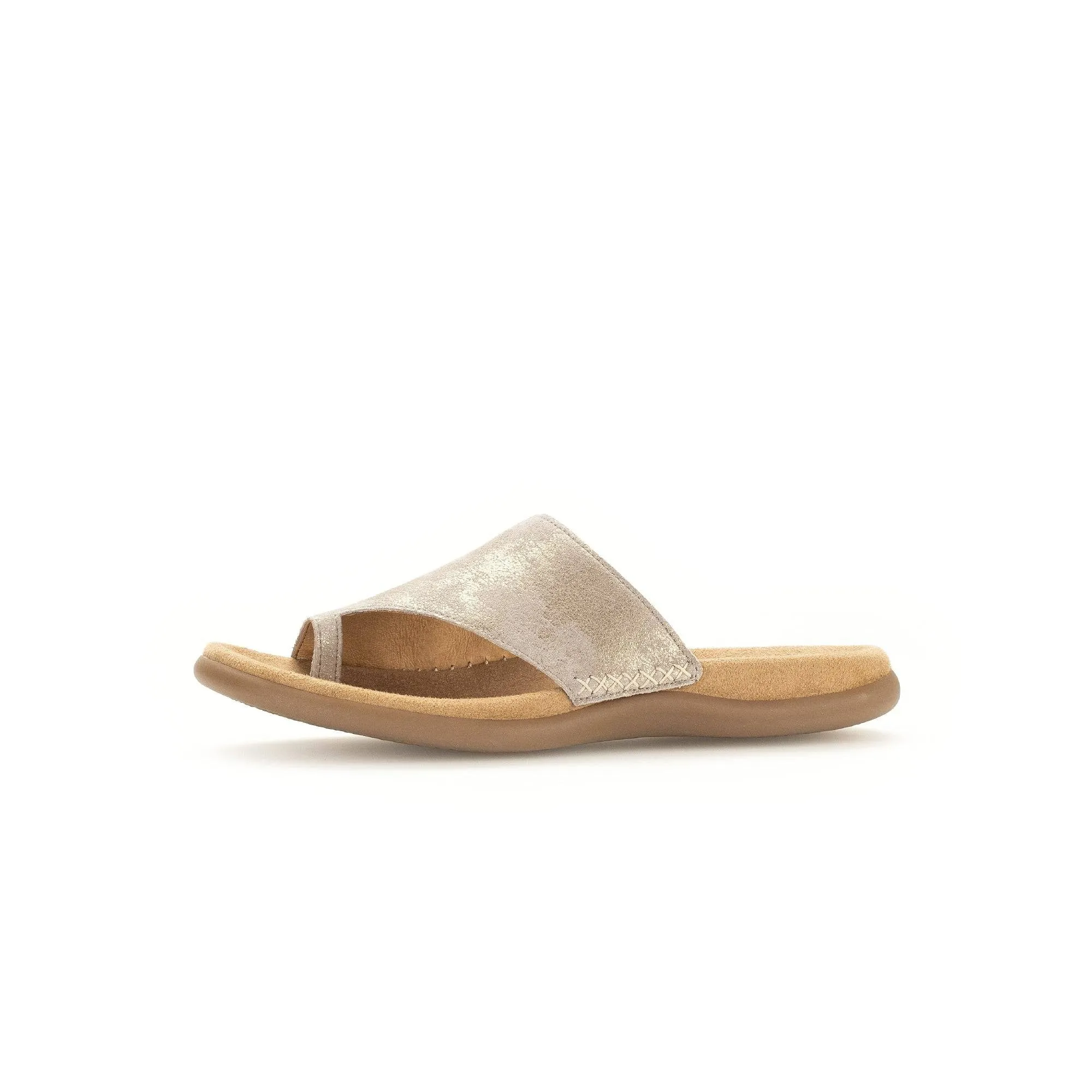 Gabor 43.700.62 Lanzarote Ladies Gold Crash Metallic Leather Slip On Sandals