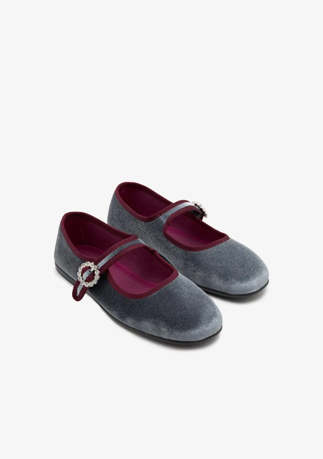 Grey Velvet Ballerinas