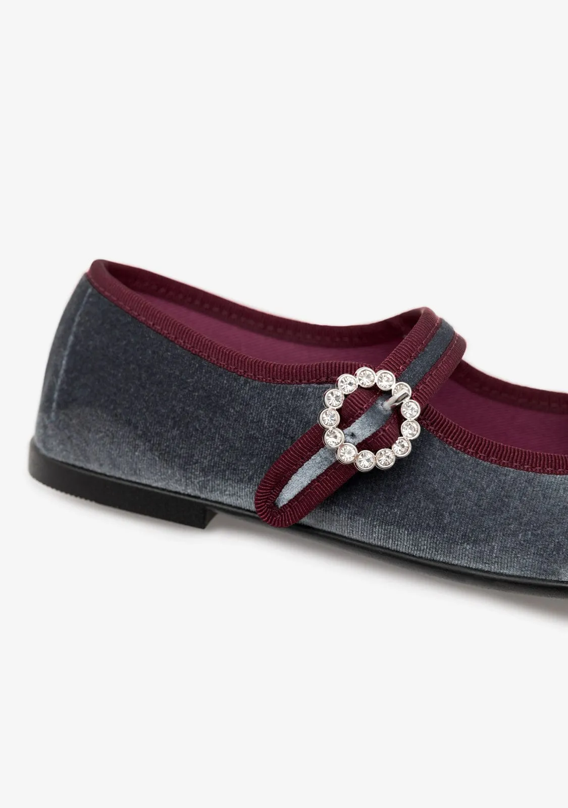 Grey Velvet Ballerinas