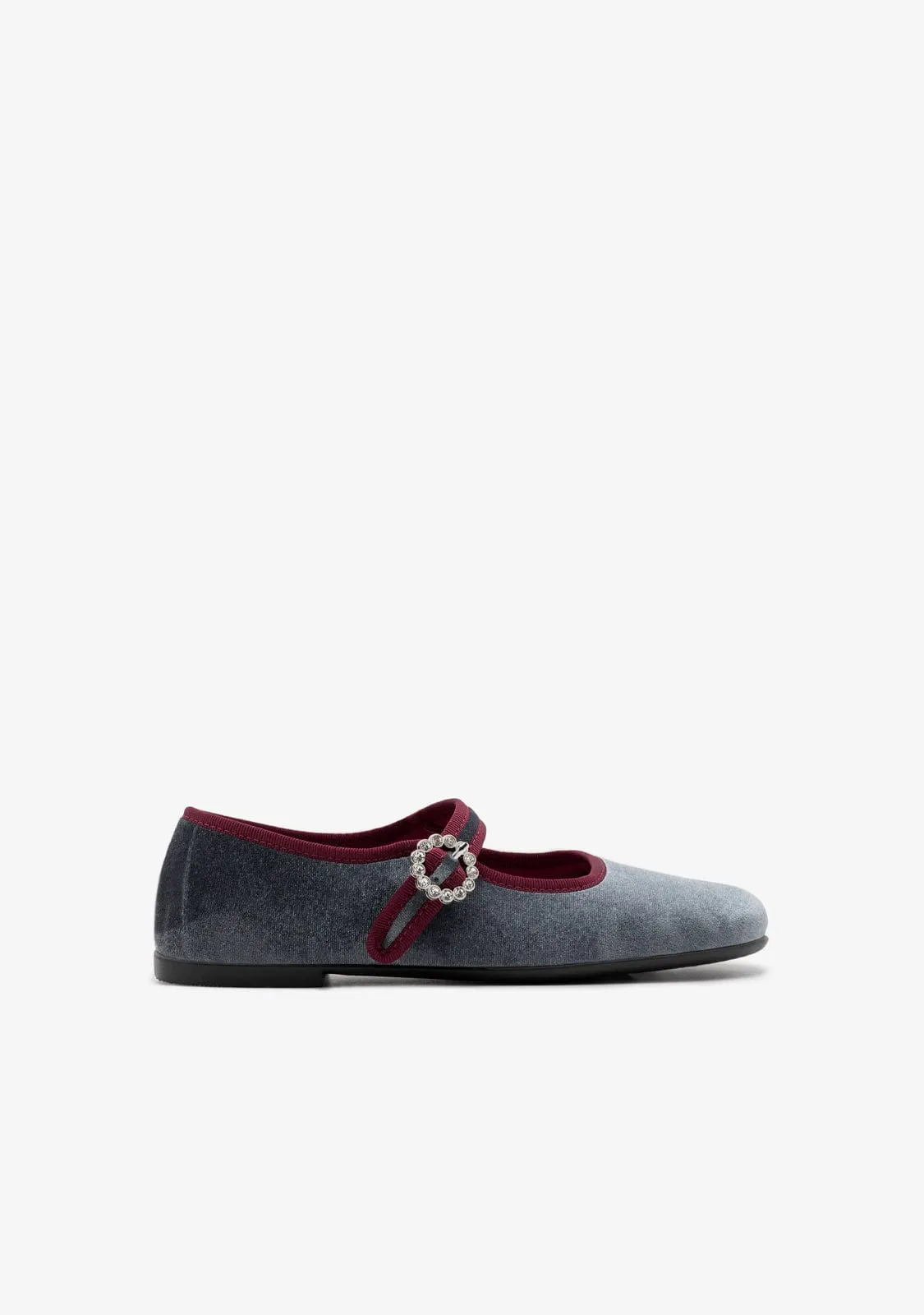 Grey Velvet Ballerinas