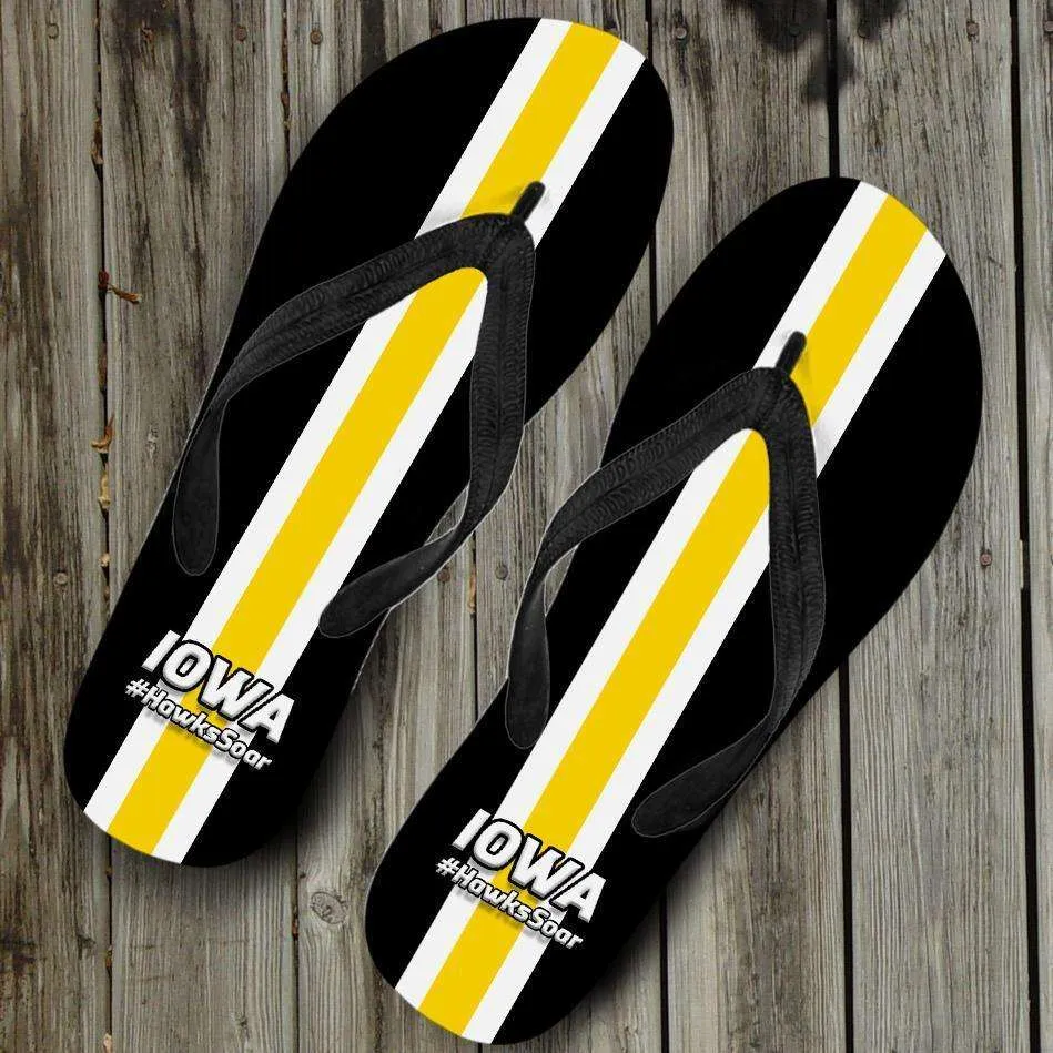 #HawksSoar Iowa Flip Flops