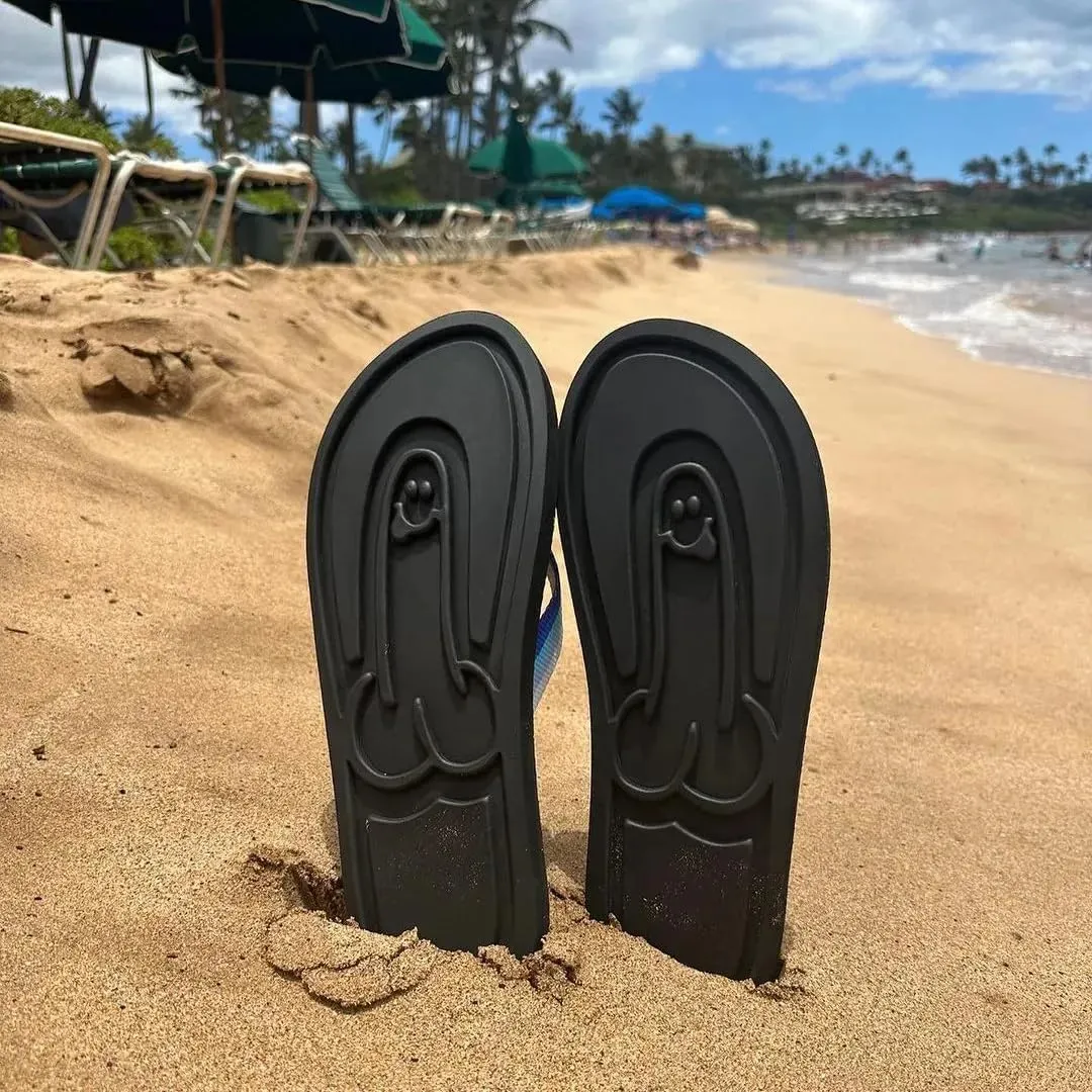 Hidden Shaped Flops, Hidden Pencil Flip Flops Funny Print Flip Flops for Women Men,Beach Comfort Quick-Dry Non Slip Sandal (Red,16 Women/14 Men)