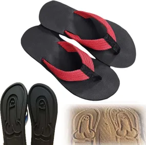 Hidden Shaped Flops, Hidden Pencil Flip Flops Funny Print Flip Flops for Women Men,Beach Comfort Quick-Dry Non Slip Sandal (Red,16 Women/14 Men)