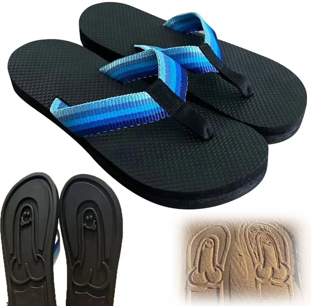Hidden Shaped Flops, Hidden Pencil Flip Flops Funny Print Flip Flops for Women Men,Summer Beach Comfort Quick-Dry Non Slip Sandal, Black