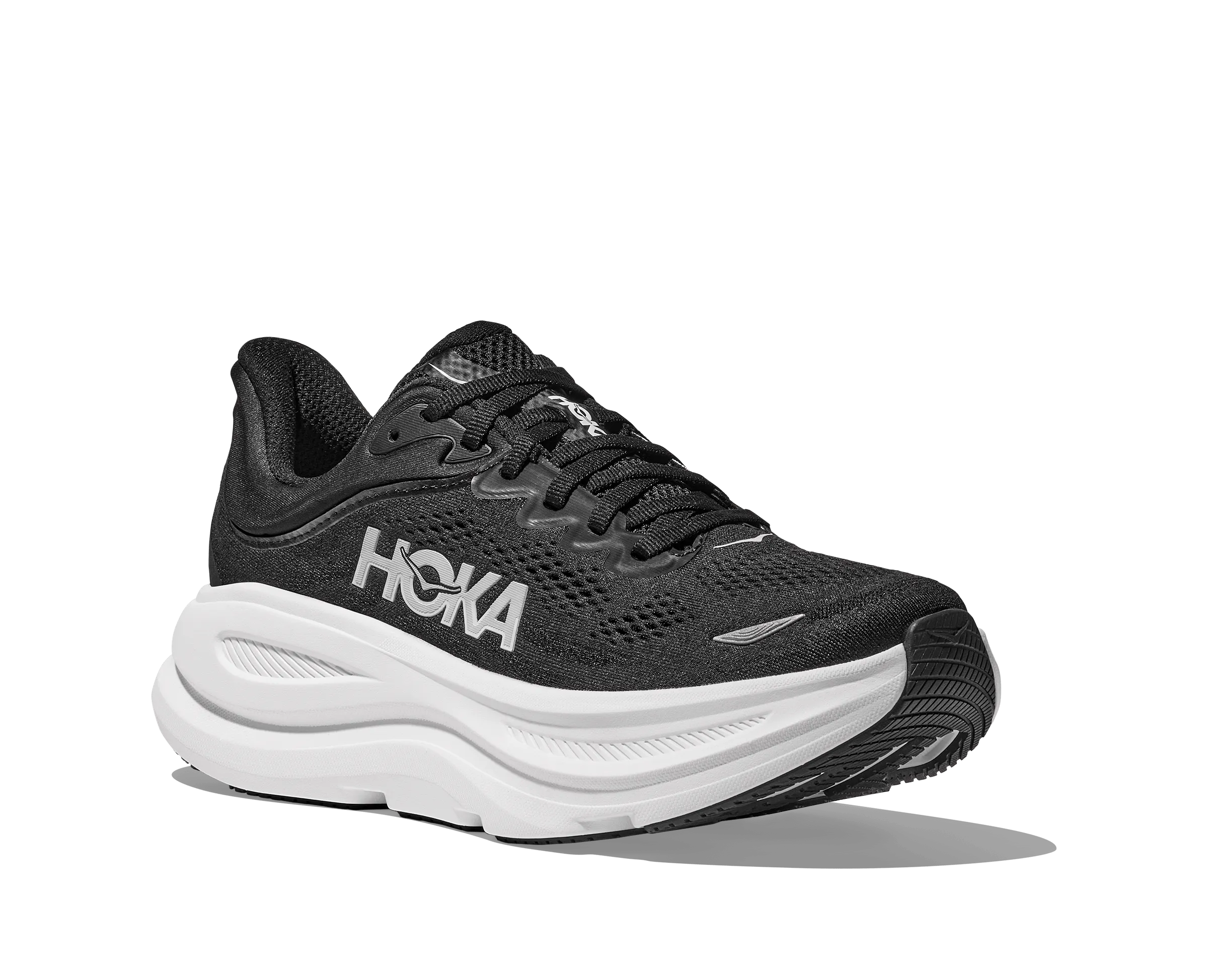 Hoka Women's Bondi 9 Running Shoes- Black/ White
