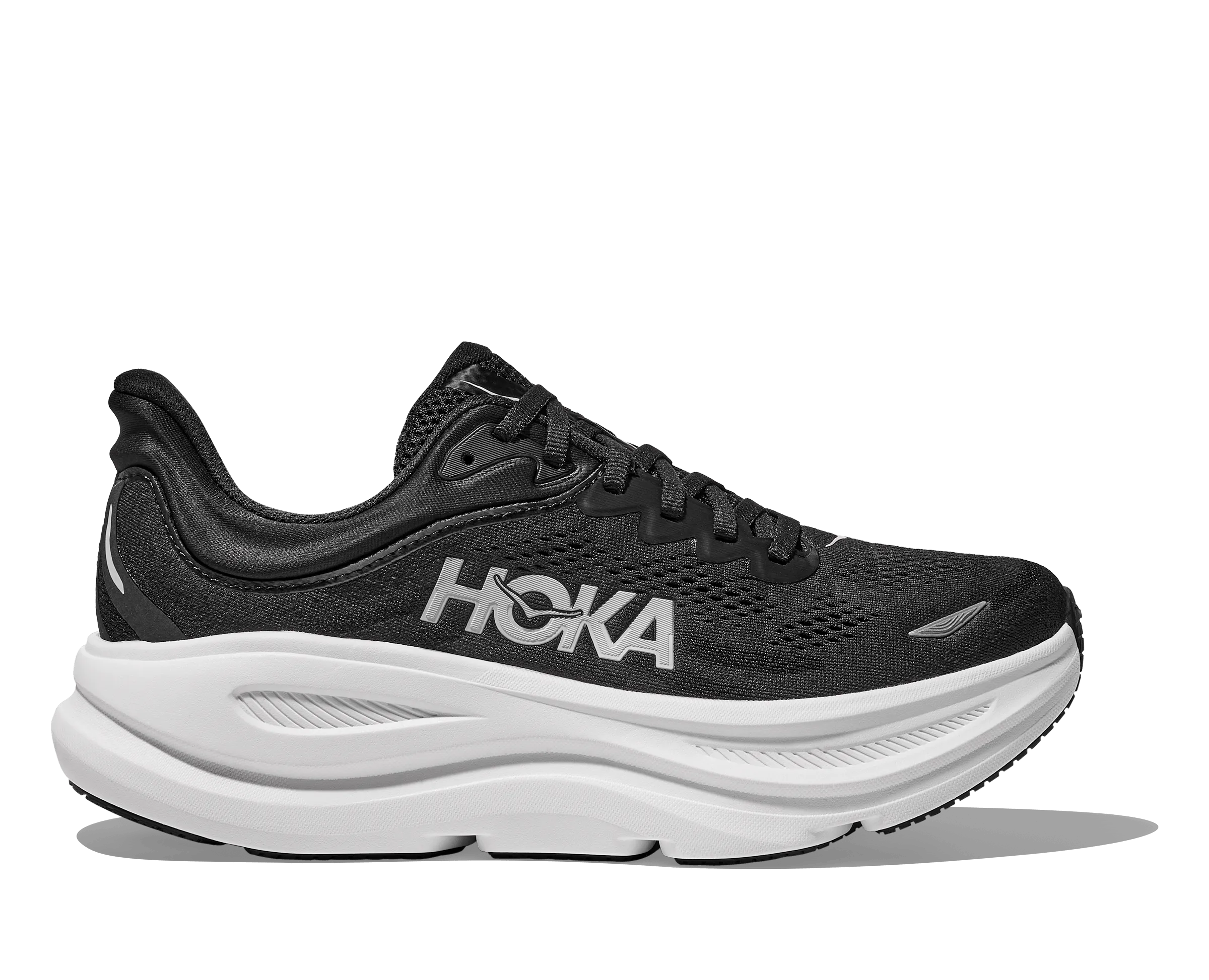 Hoka Women's Bondi 9 Running Shoes- Black/ White