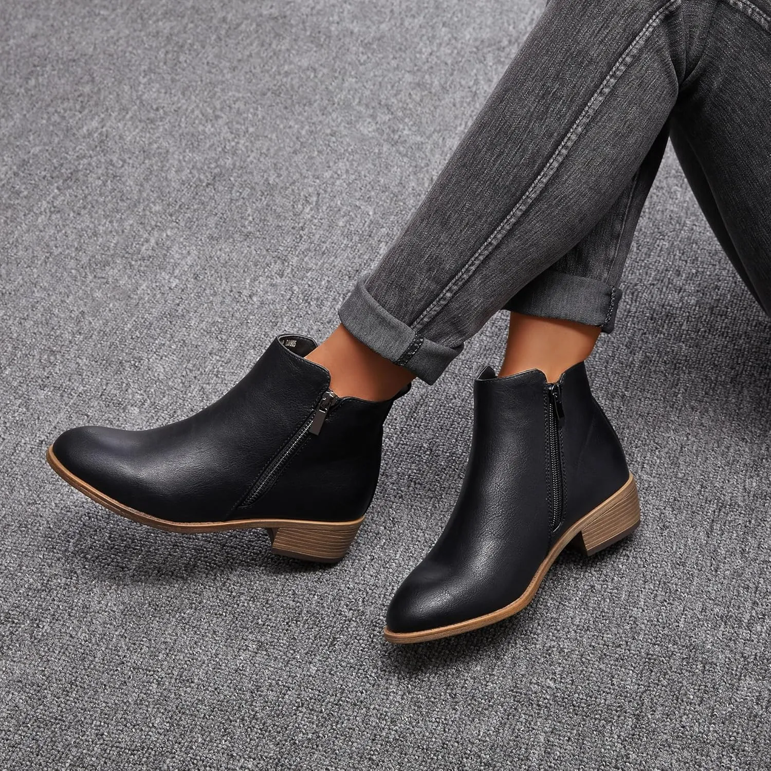 Jeossy Women's Ankle Boots, Classic Low Heeled Short Booties, Casual Comfortable Boots