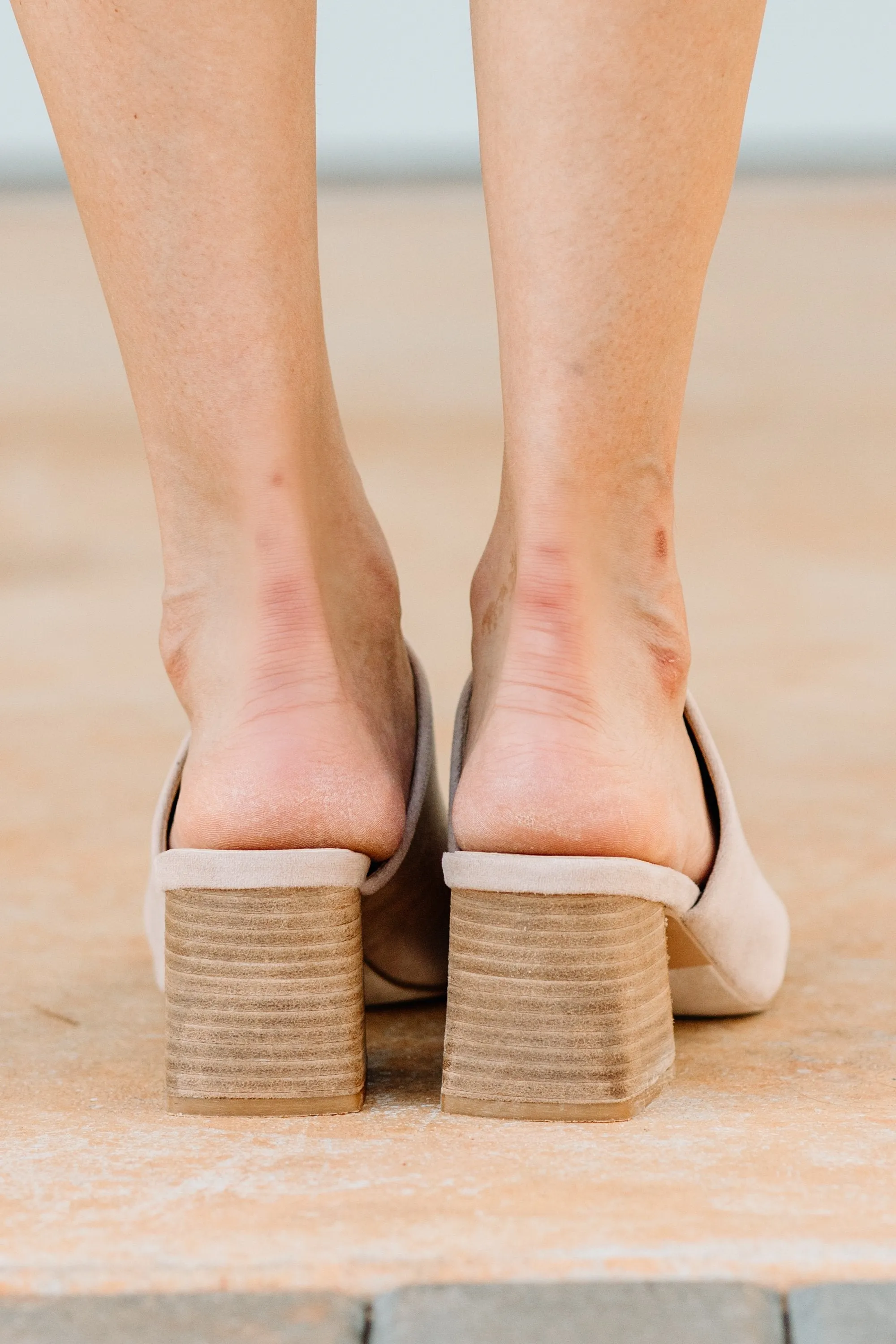 Jet Setting Taupe Brown Heeled Mules