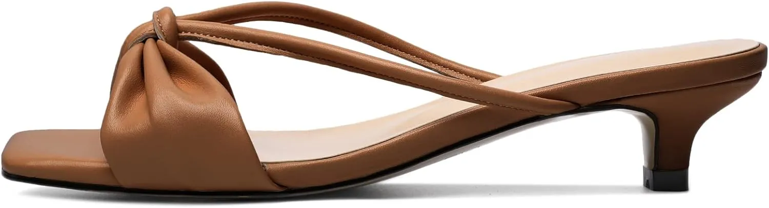 Joseywade Mules Heels for Women Low Kitten Heels Sandals Square Open Toe 1.4 Inches Fashion Summer Pumps Shoes Dress Party Event Prom Casual