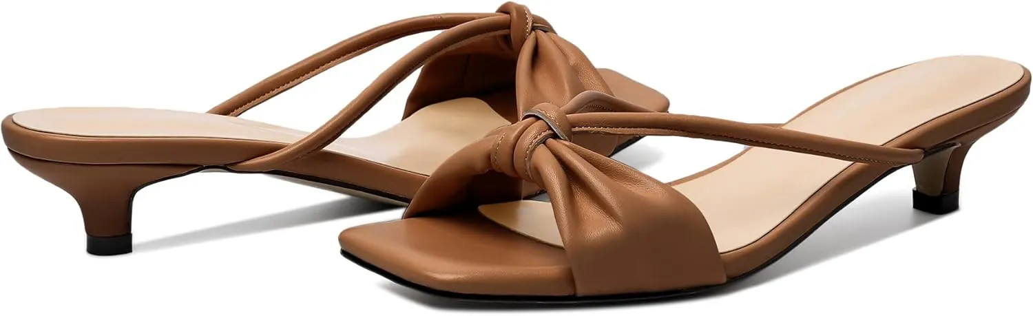 Joseywade Mules Heels for Women Low Kitten Heels Sandals Square Open Toe 1.4 Inches Fashion Summer Pumps Shoes Dress Party Event Prom Casual