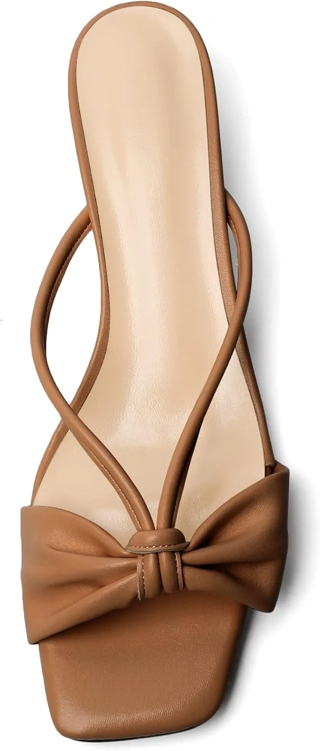 Joseywade Mules Heels for Women Low Kitten Heels Sandals Square Open Toe 1.4 Inches Fashion Summer Pumps Shoes Dress Party Event Prom Casual