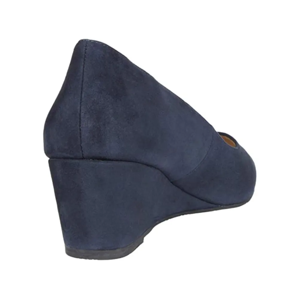 Kira Midnight Navy Suede Pelle Moda Wedge Pumps