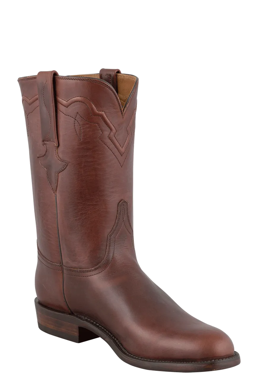 Lucchese Oiled Calf Leather Roper Boots - Brown