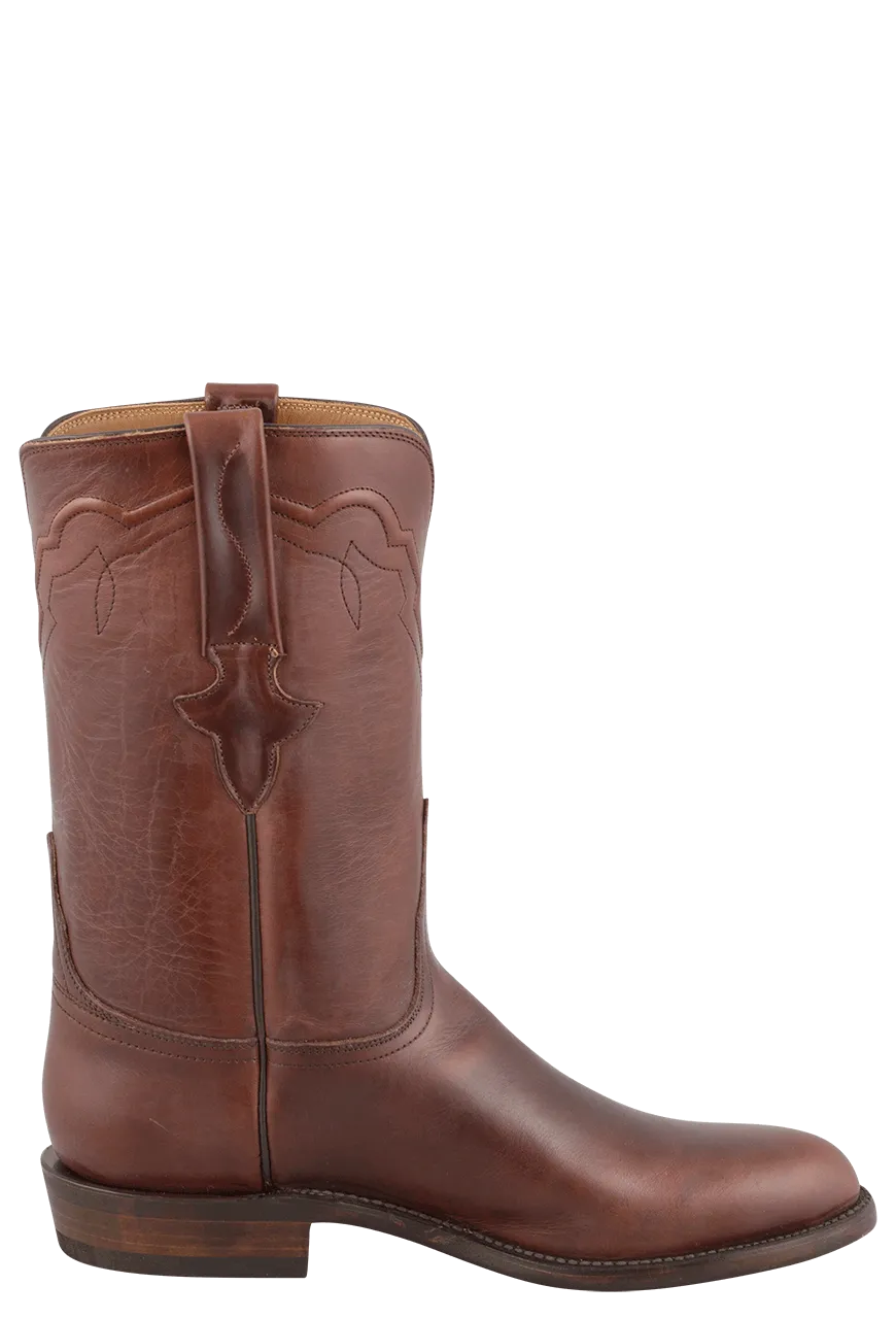 Lucchese Oiled Calf Leather Roper Boots - Brown