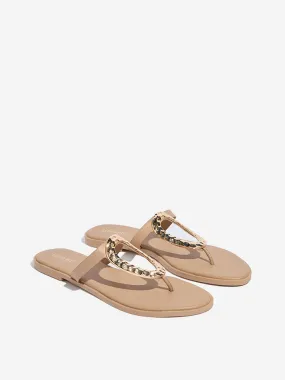 LUNA BLU Beige Hardware-Detailed Thong-Strap Sandals