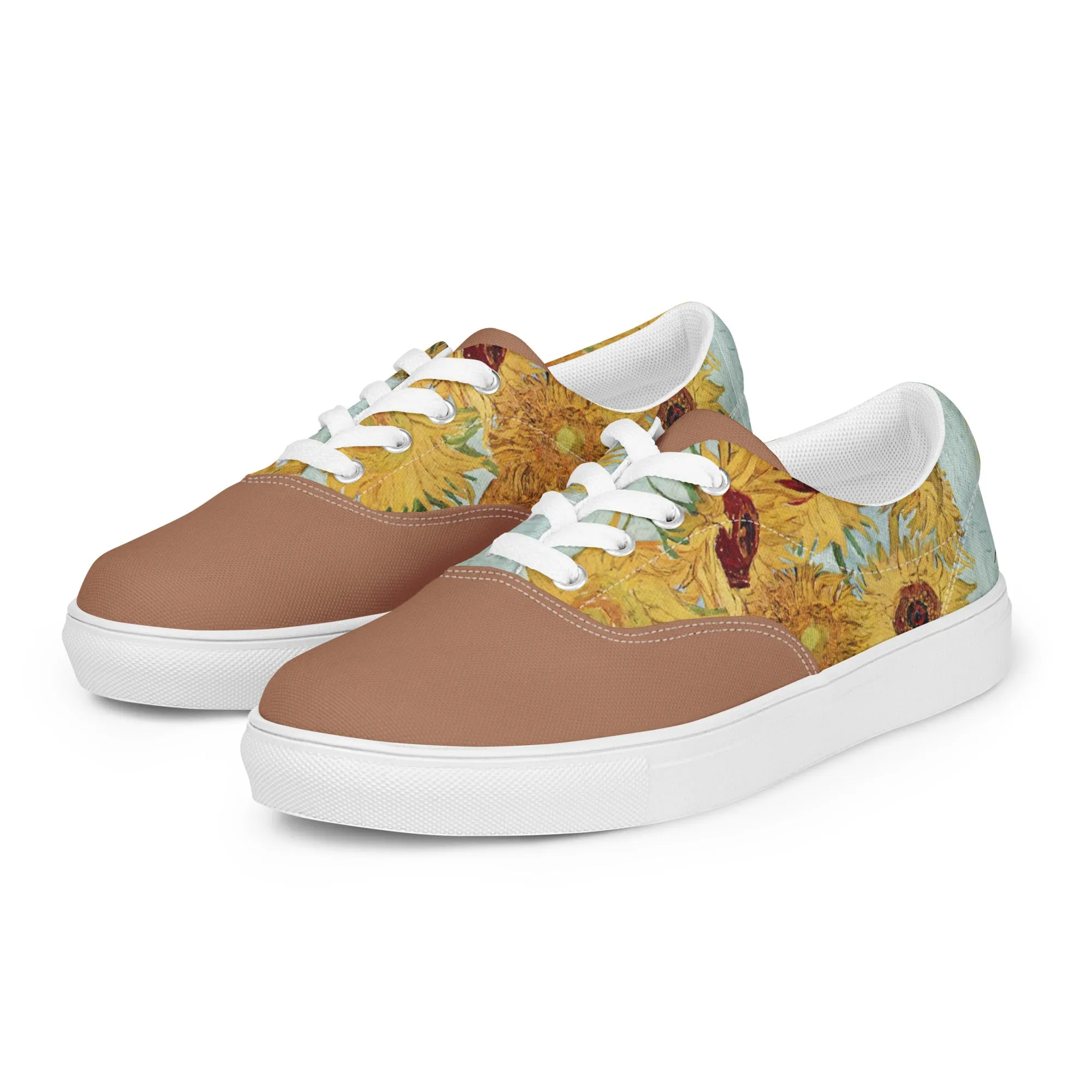 Men’s Artistic Van Gogh Inspired Sunflowers Lace-Up Canvas Shoes