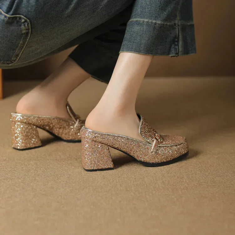 Misty Glitter Metallic Clog Mules