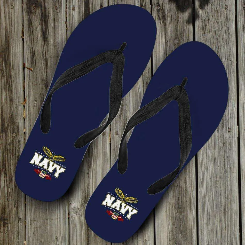 Navy Wings Flip-Flops