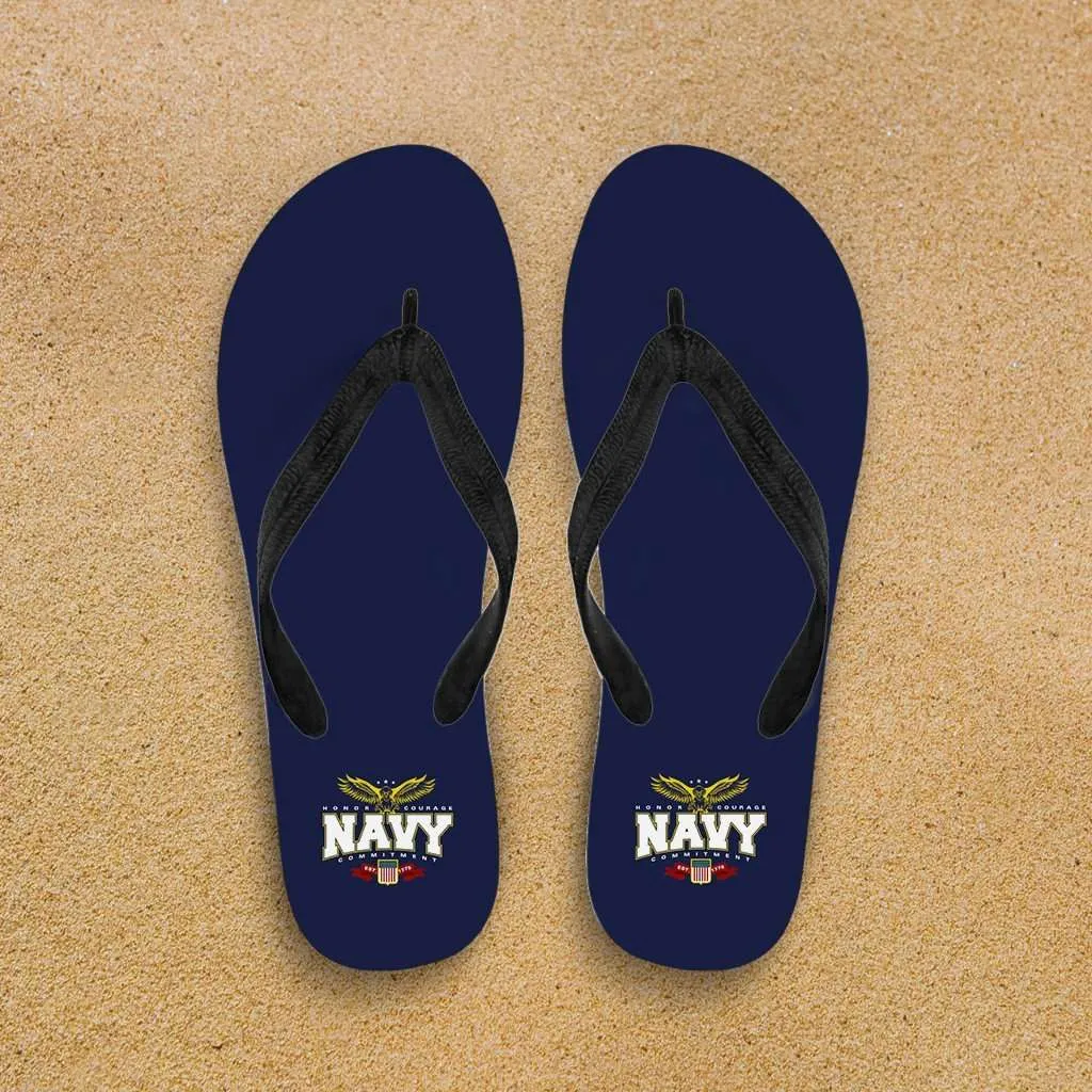 Navy Wings Flip-Flops