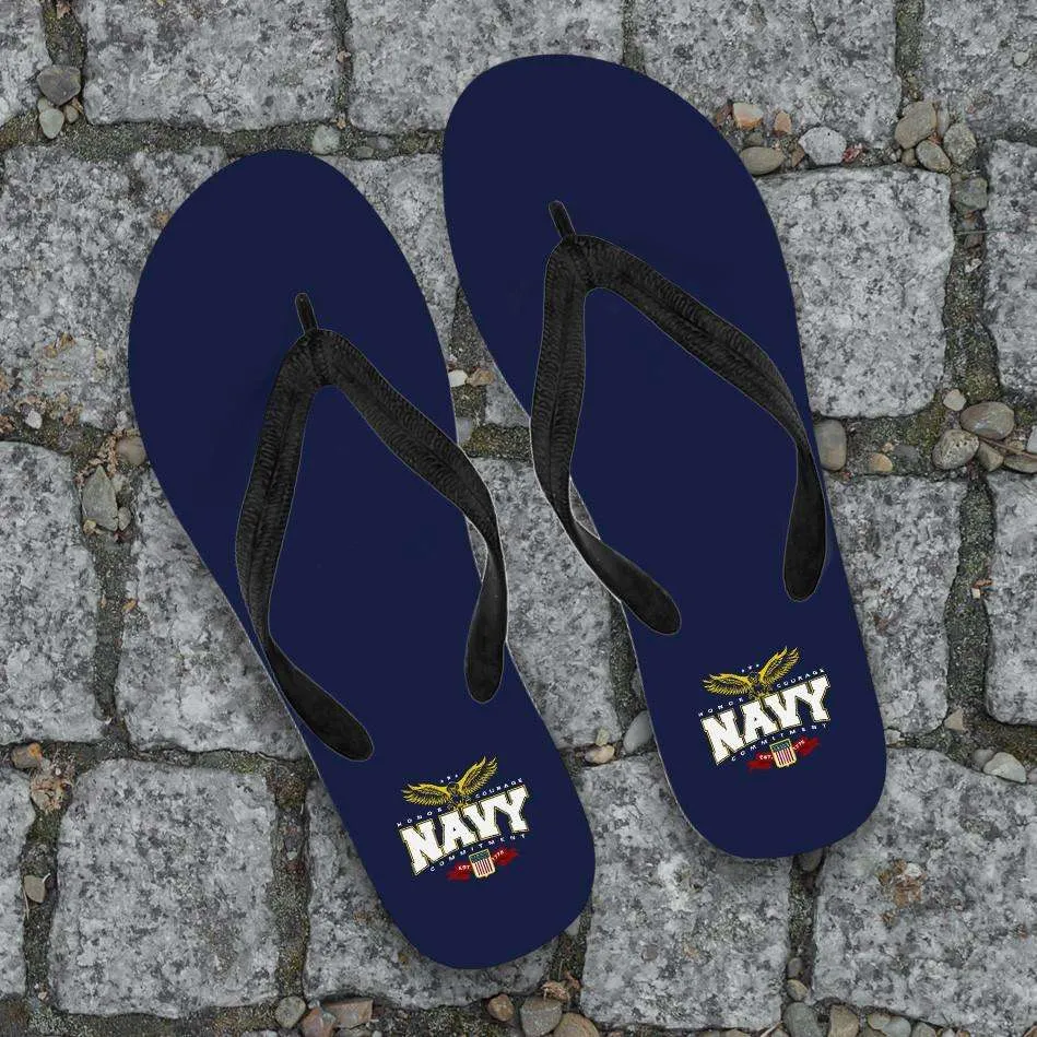 Navy Wings Flip-Flops