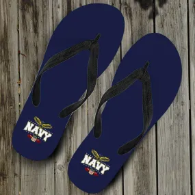 Navy Wings Flip-Flops