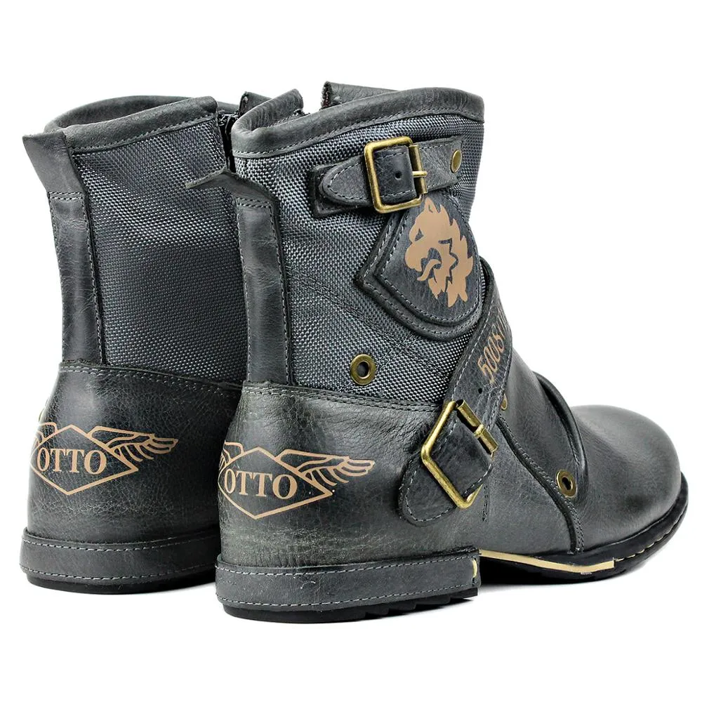 OSSTONE Men's Genuine Leathe Ankle Boots 5008-1-NH