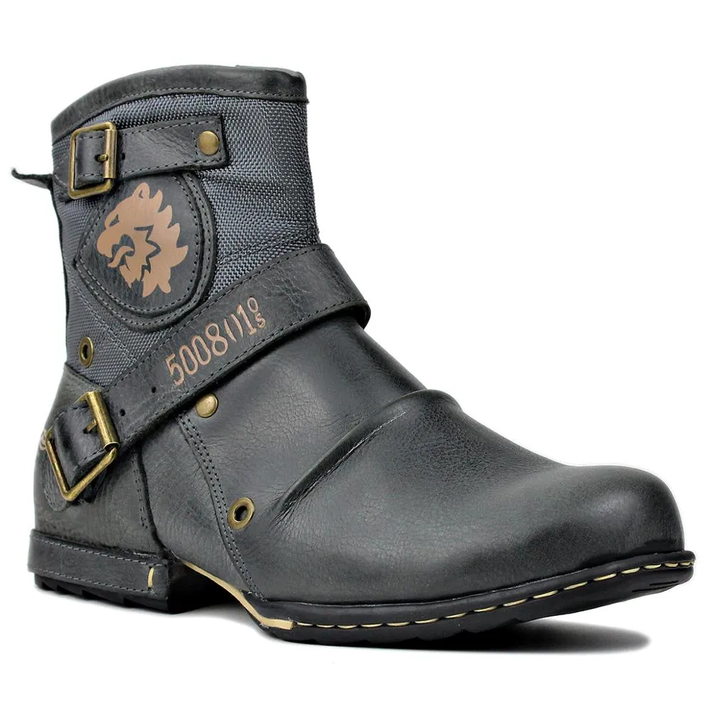 OSSTONE Men's Genuine Leathe Ankle Boots 5008-1-NH