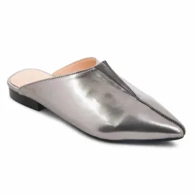 Pewter Patent Mules
