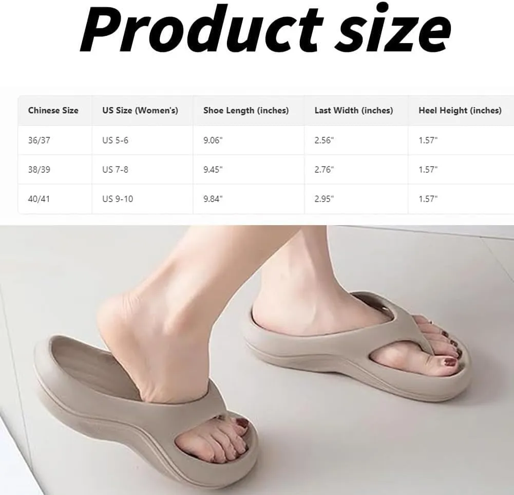 Pillow-Arch Support Flip Flops for Women, Unisex Platform Walking Cloud Beach Slides, Non-slip Comfort Orthopedic Slippers Sandals, Soft Summer Breathable Arch Light Cushioning Shoes