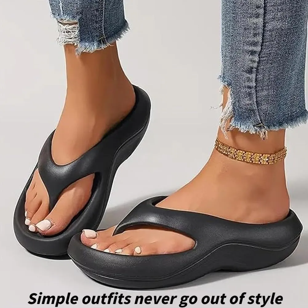 Pillow-Arch Support Flip Flops for Women, Unisex Platform Walking Cloud Beach Slides, Non-slip Comfort Orthopedic Slippers Sandals, Soft Summer Breathable Arch Light Cushioning Shoes