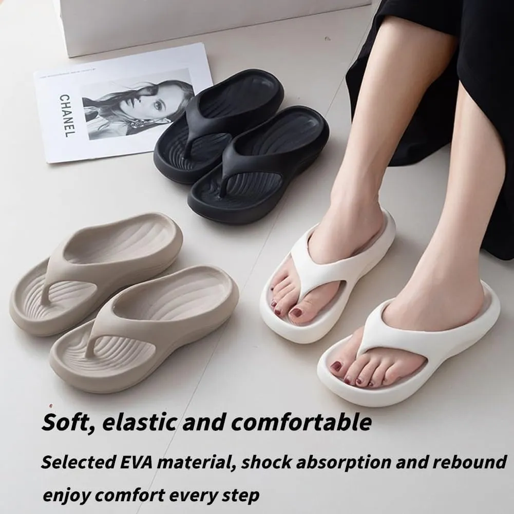 Pillow-Arch Support Flip Flops for Women, Unisex Platform Walking Cloud Beach Slides, Non-slip Comfort Orthopedic Slippers Sandals, Soft Summer Breathable Arch Light Cushioning Shoes