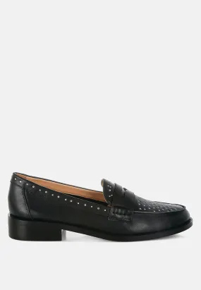Raisa Stud Embellished Penny Loafers