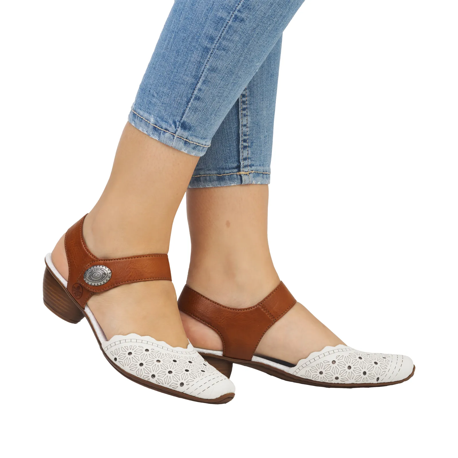 Rieker Mirjam 43703-60 Heeled Sandal (Women) - Cream/Cayenne