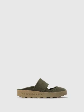 Round Toe Mules CANU MILITARY GREEN