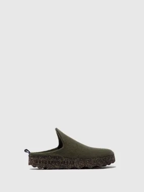 Round Toe Mules COME MILITARY GREEN