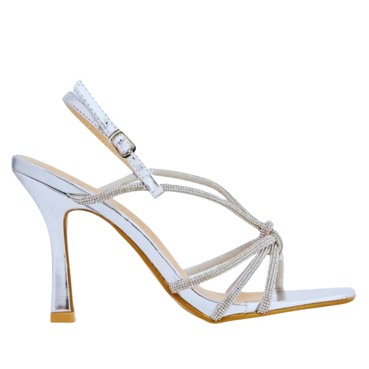 Ruth stylish Diamante Strap Stiletto Heels with Ankle Buckle