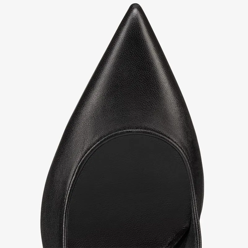 Timeless Black Leather Slingback Pumps