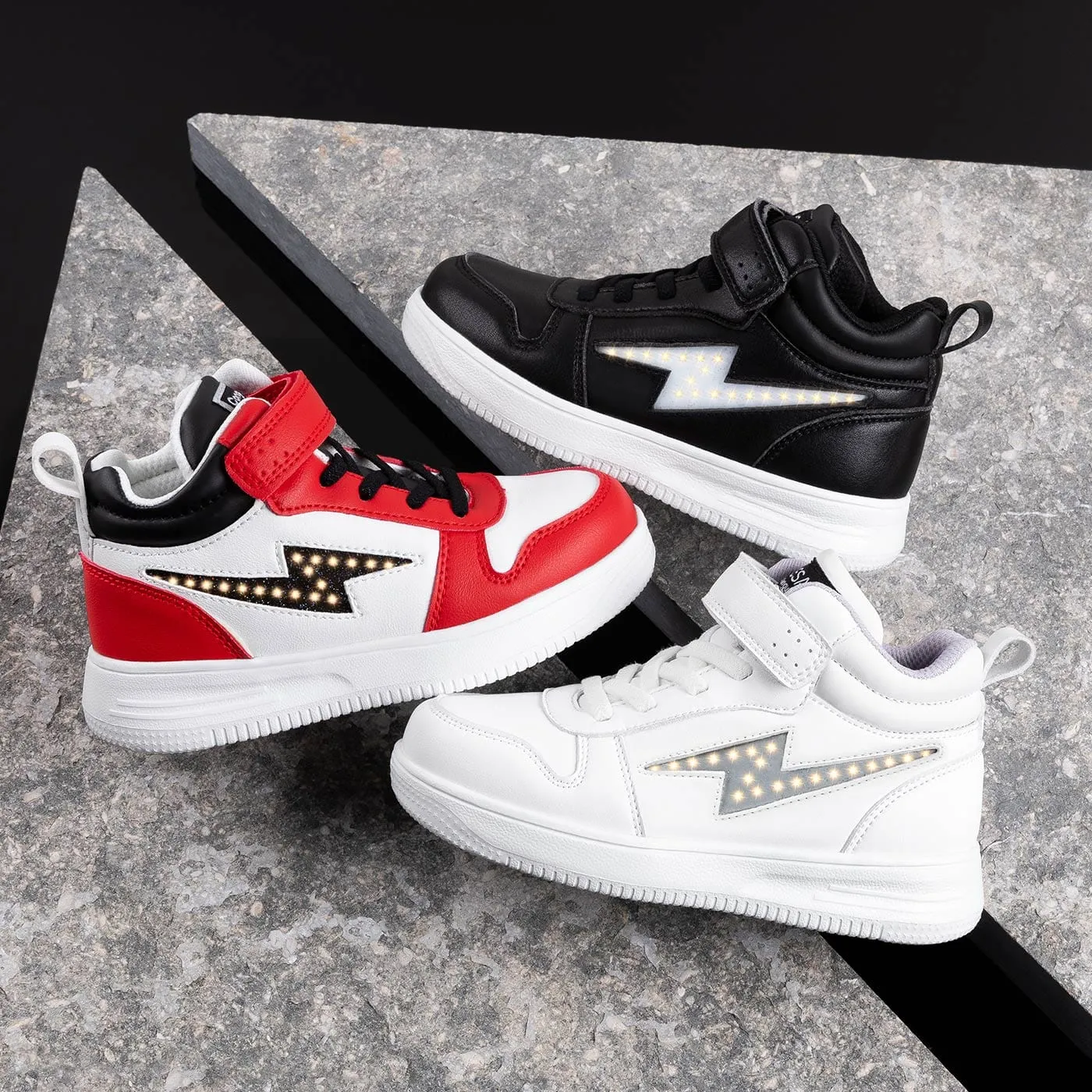 Unisex Black With Lights Hi-Top Sneakers Napa