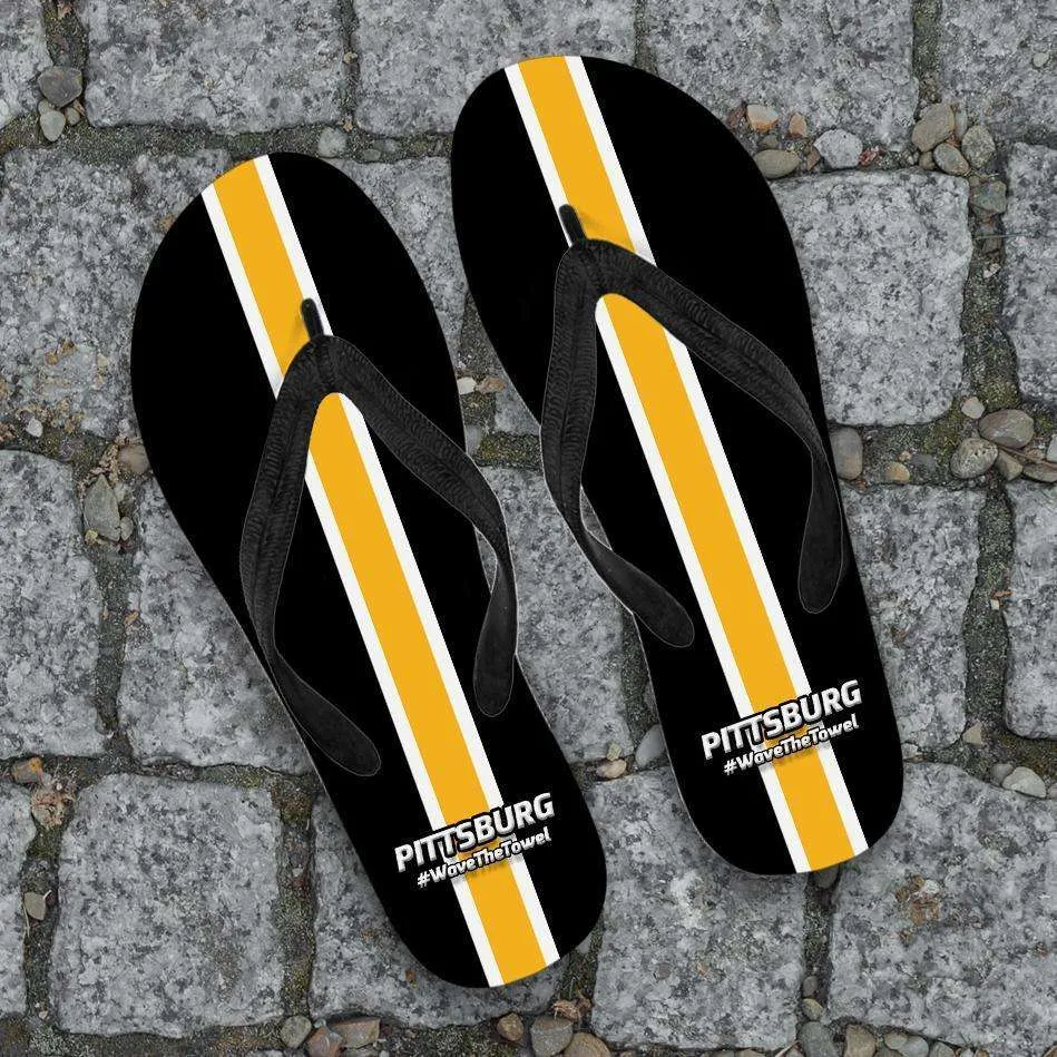 #WaveTheTowel Pittsburgh Flip Flops