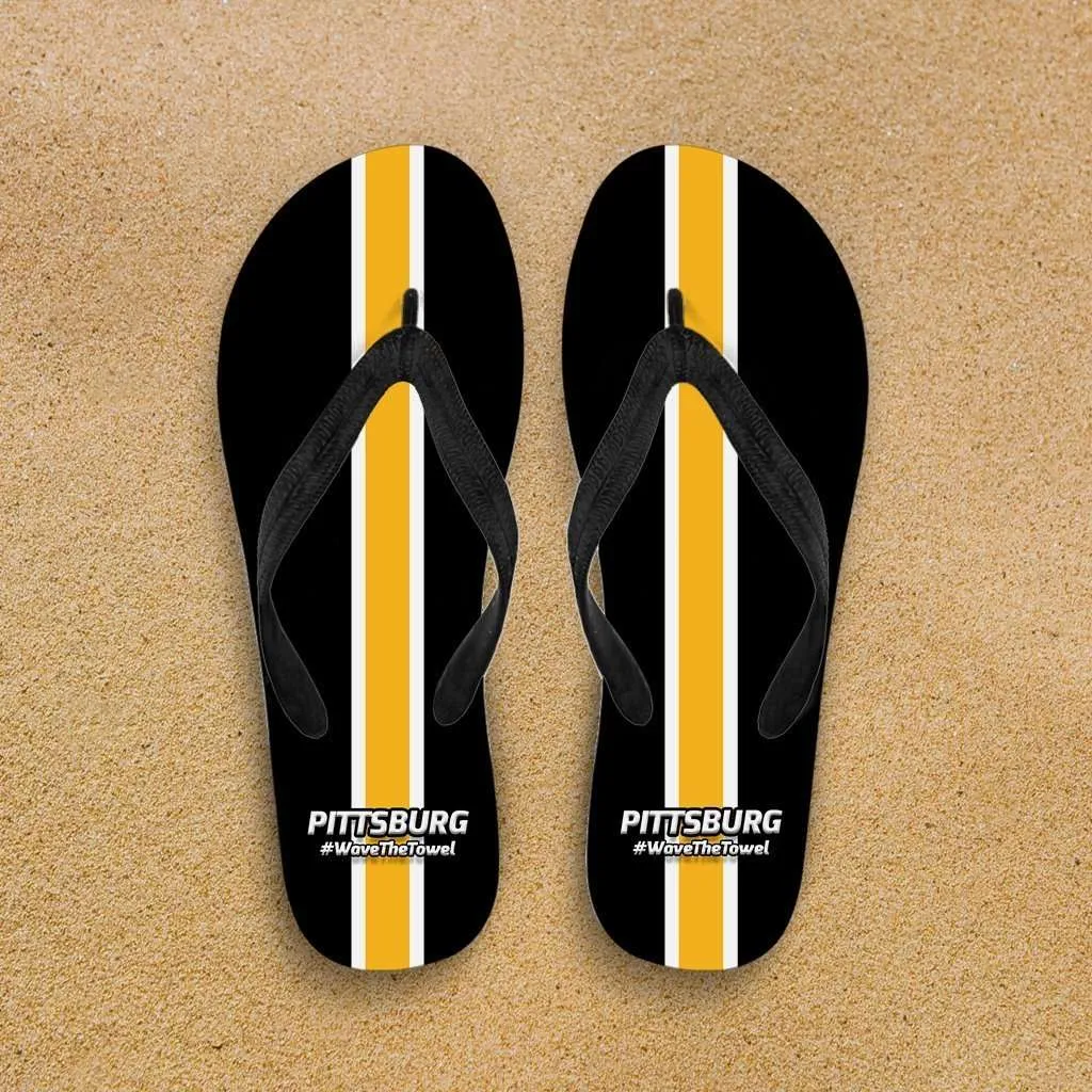 #WaveTheTowel Pittsburgh Flip Flops