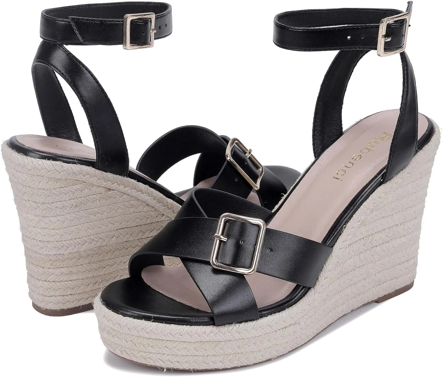 White Chic Ankle Strap Open Toe Wedge Sandals