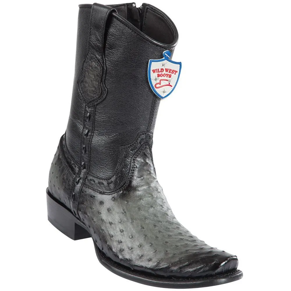Wild West Boots Mens Ostrich Dubai Toe Short Boots Color Faded Grey