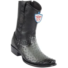 Wild West Boots Mens Ostrich Dubai Toe Short Boots Color Faded Grey