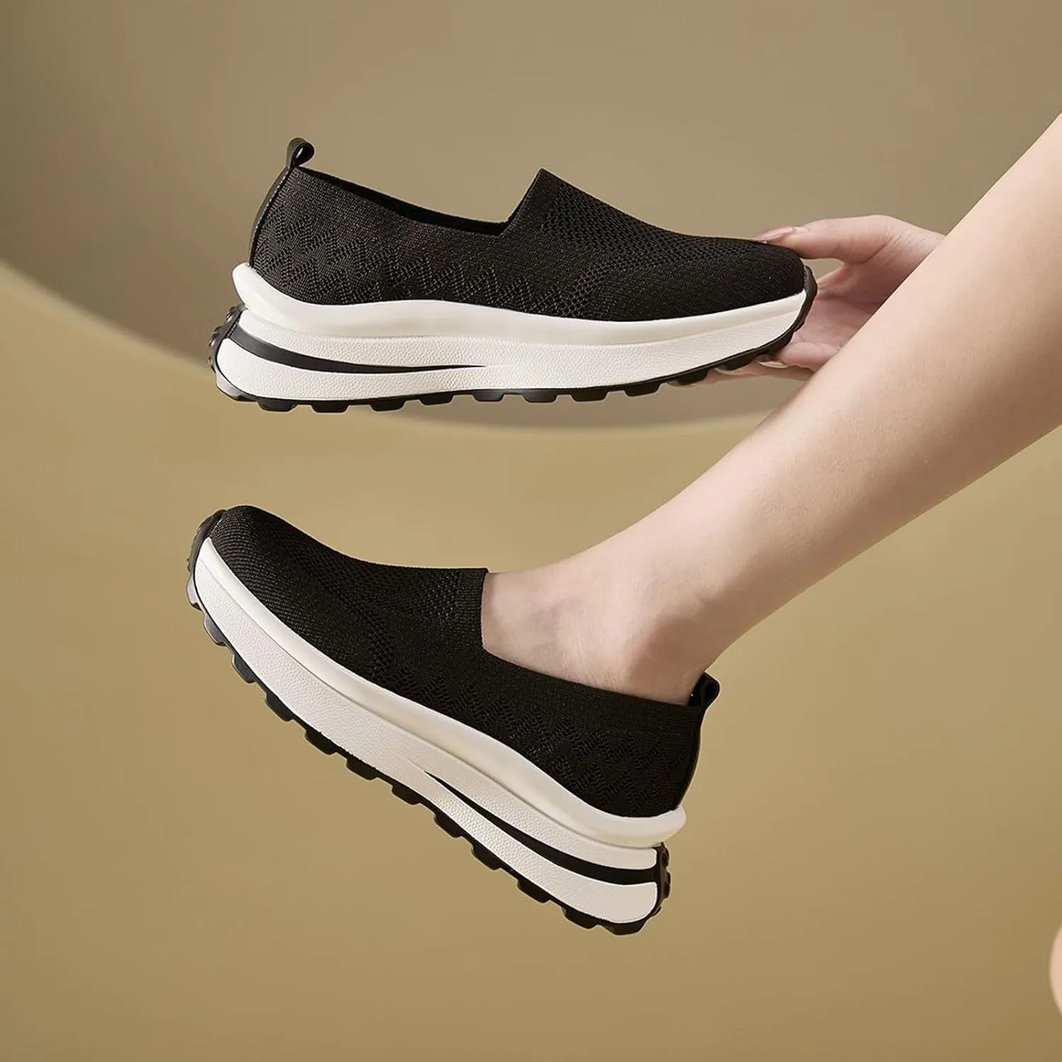 Women Mesh Sneakers Summer Slip On Sandals Orthopedic Sandals with Arch Support Comfortable Breathable Wide Width Walking Shoes
