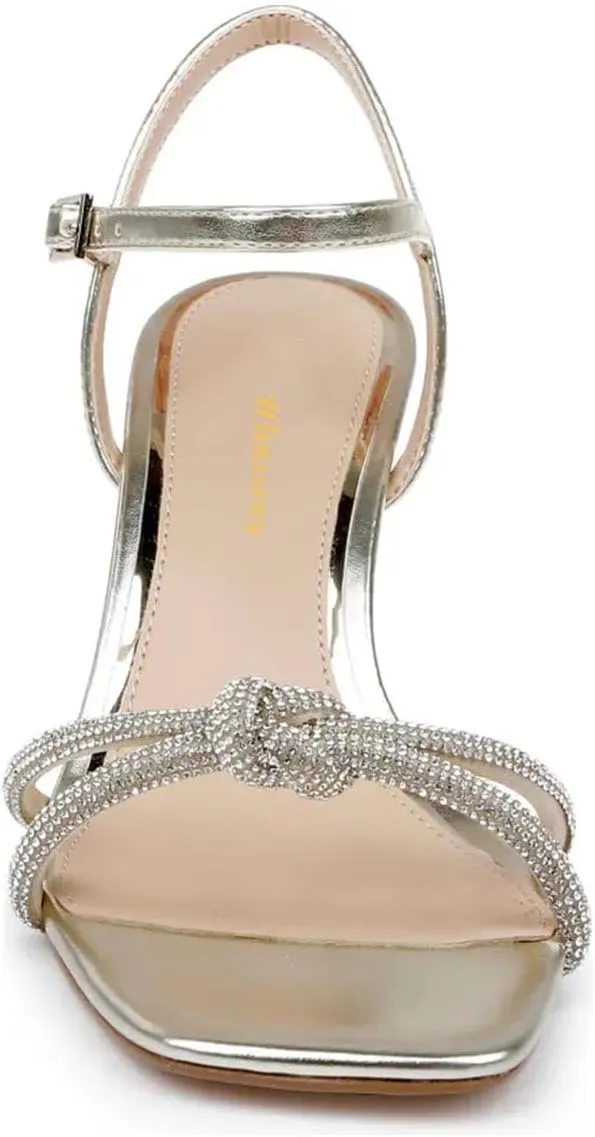 Women Stylish Strap Knot Open Toe Summer Sandals Low Heel Ankle Strap Slingback Party Dress Shoes Size 4-16 US
