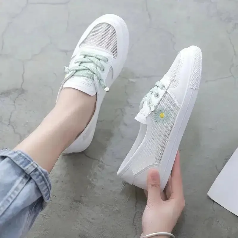 Women's Breathable Mesh Flats | Light Lace-Up Casual Sneakers for Spring/Summer