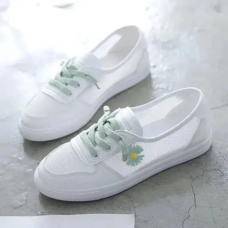 Women's Breathable Mesh Flats | Light Lace-Up Casual Sneakers for Spring/Summer