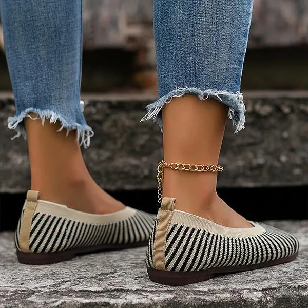Women's Casual Striped Breathable Soft Flats 06861508S